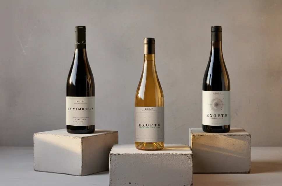 Garrafas de vinho da adega Exopto