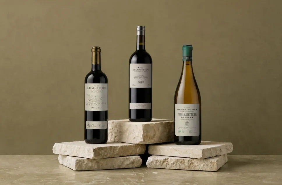 Garrafas de vinho da região de Priorat