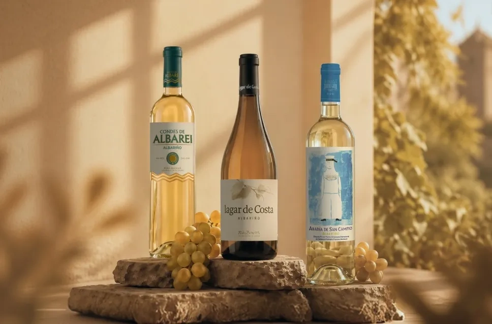 Garrafas de vinho Albariño, vencedoras da XV Edição do Túnel do Vinho Profissional