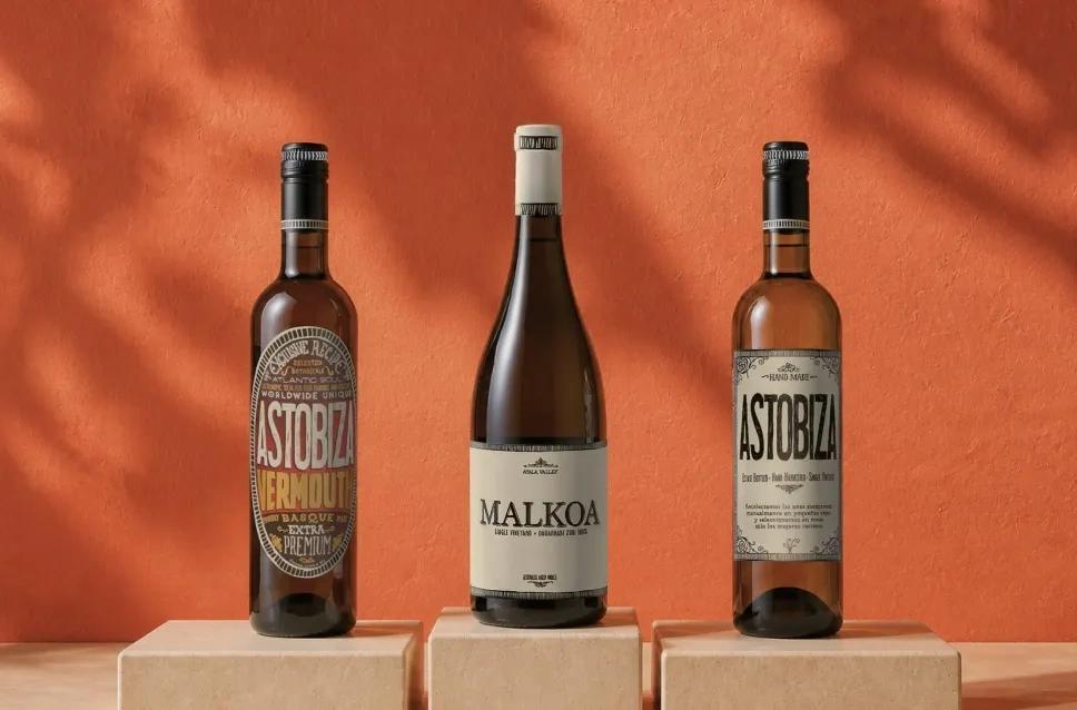 Garrafas de vinho da adega Astobiza