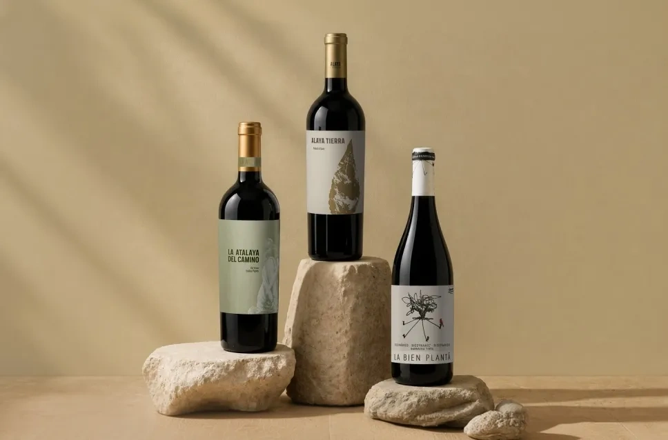 Garrafas de vinho da adega Atalaya