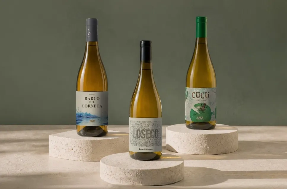 Garrafas de vinho da adega Barco del Corneta