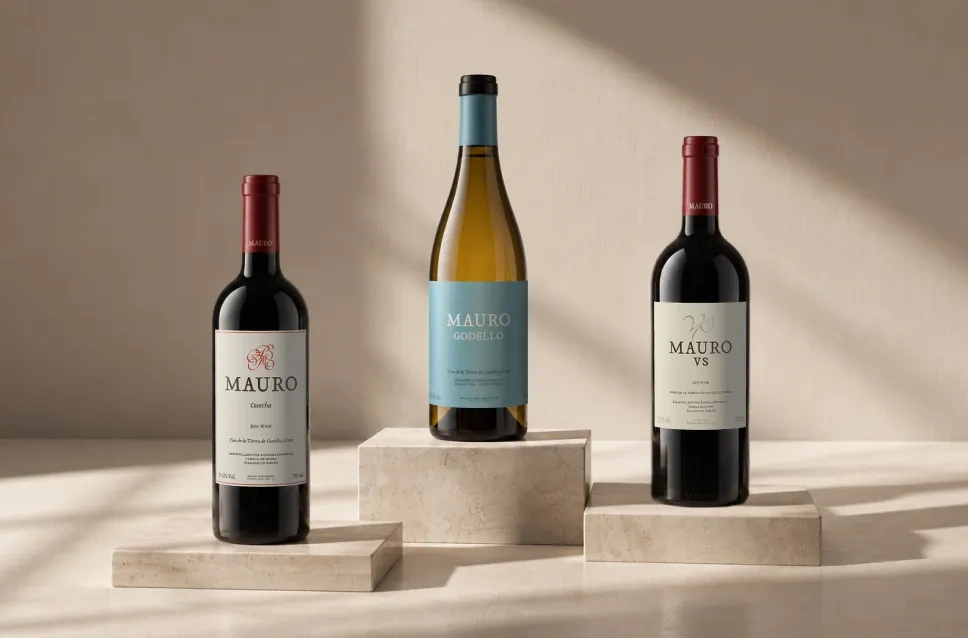 Garrafas de vinho da adega Mauro
