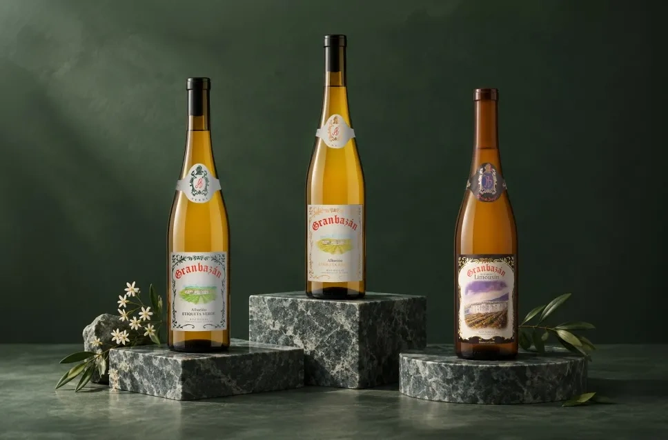 Garrafas de vinho da adega Granbazán