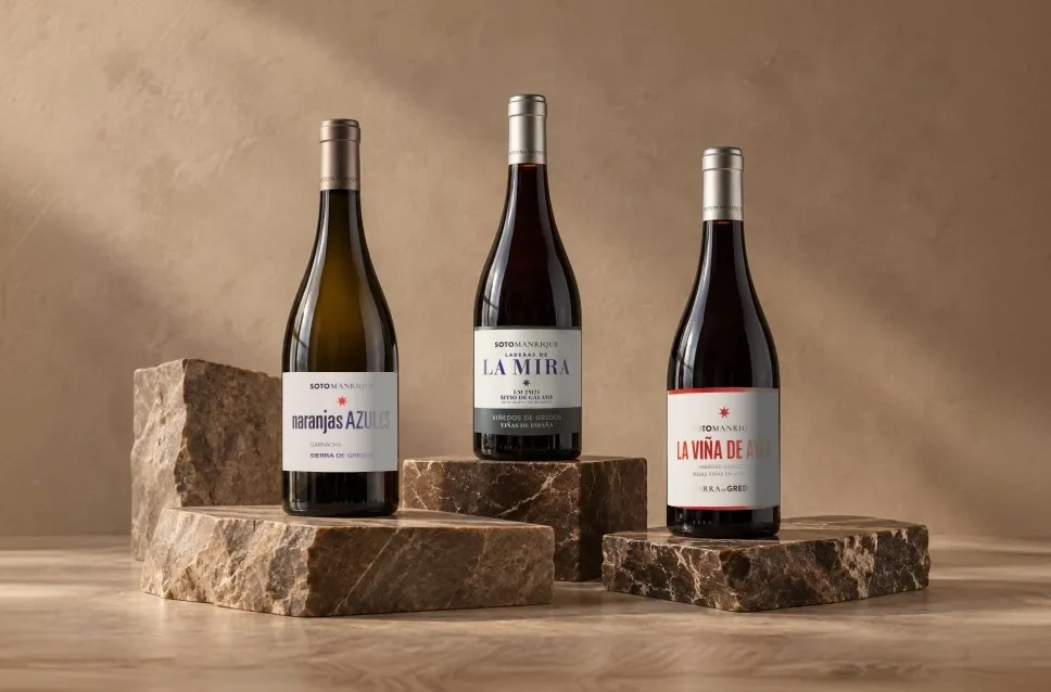 Garrafas de vinho da adega SotoManrique
