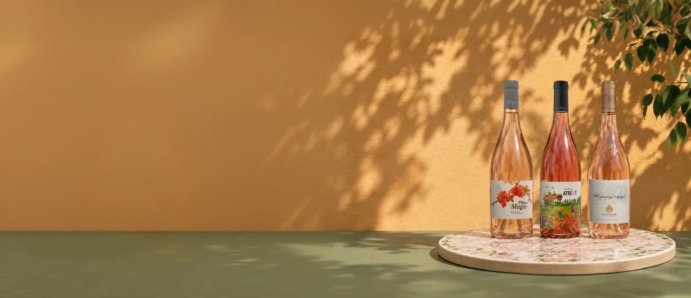 Garrafas de vinho rosé para a primavera
