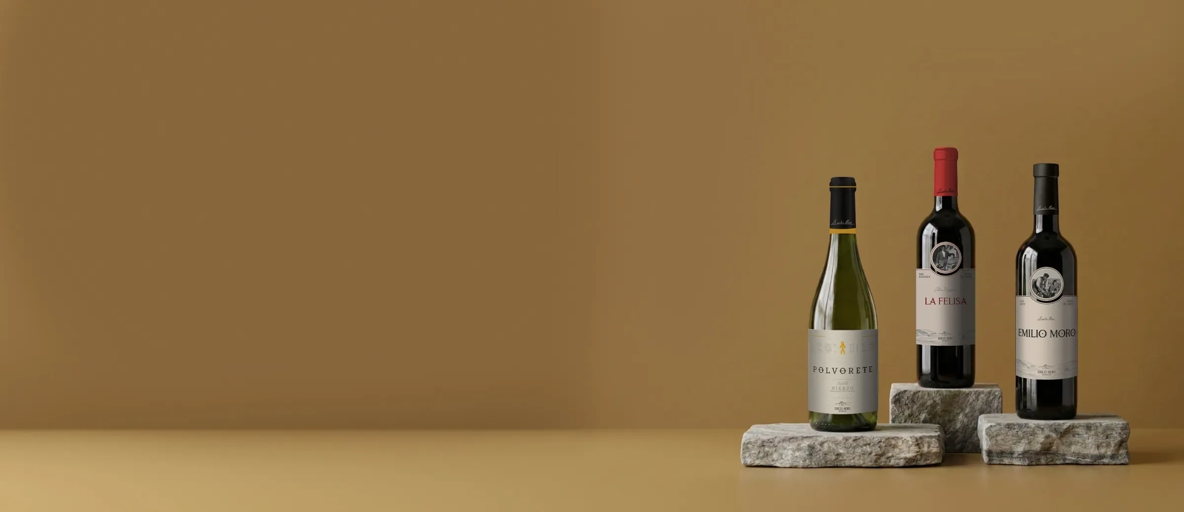 Garrafas de vinho da adega Emilio Moro