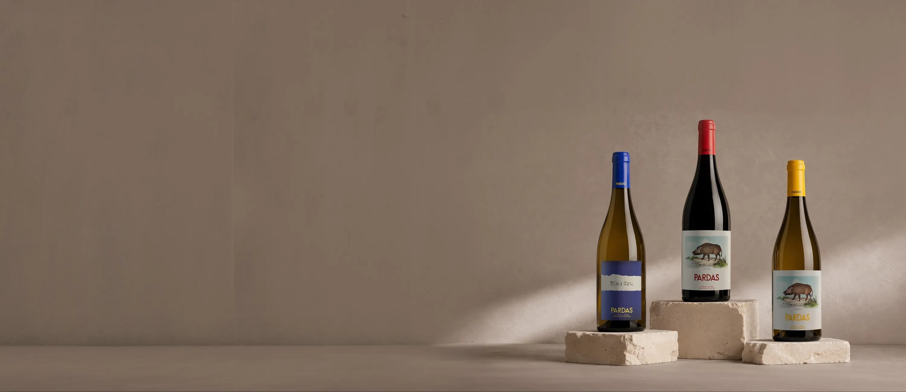 Garrafas de vinho da adega Celler Pardas
