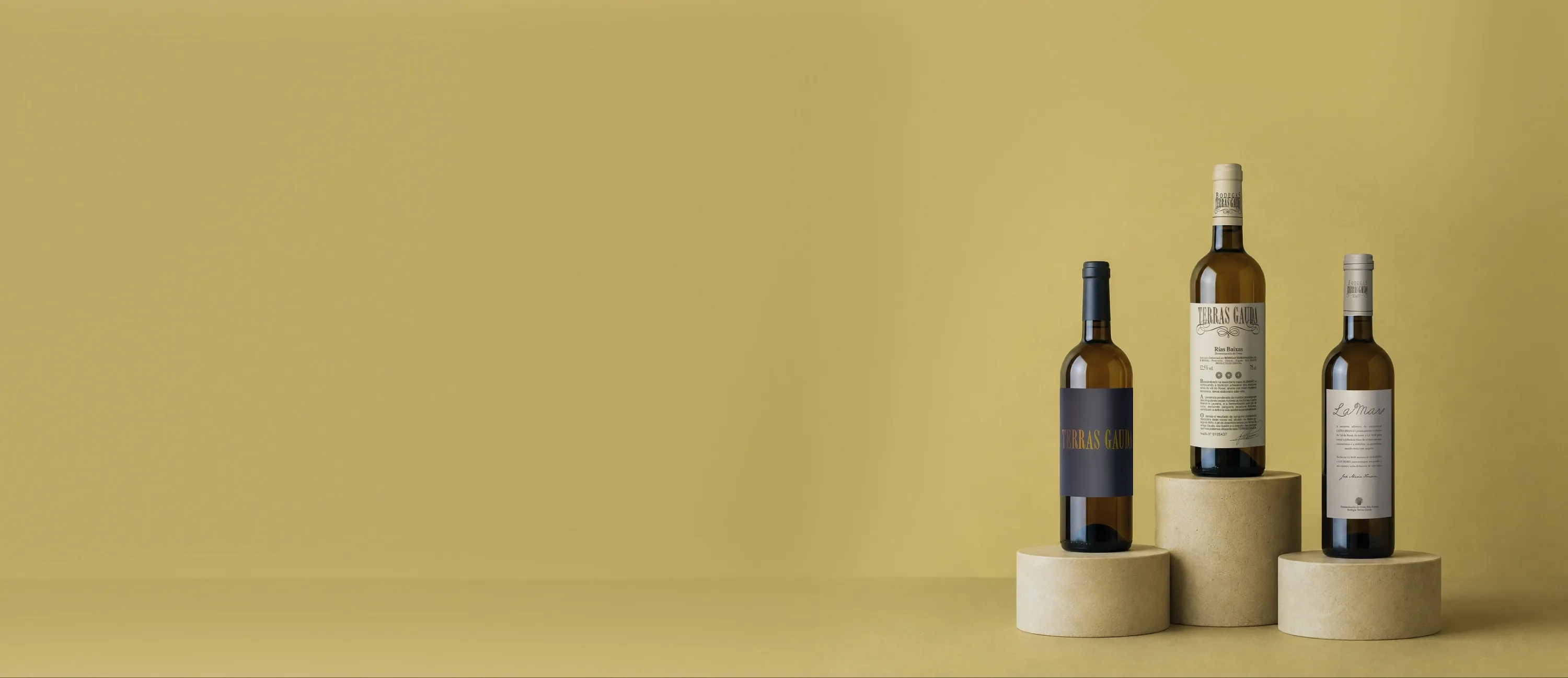 Garrafas de vinho da adega Terras Gauda