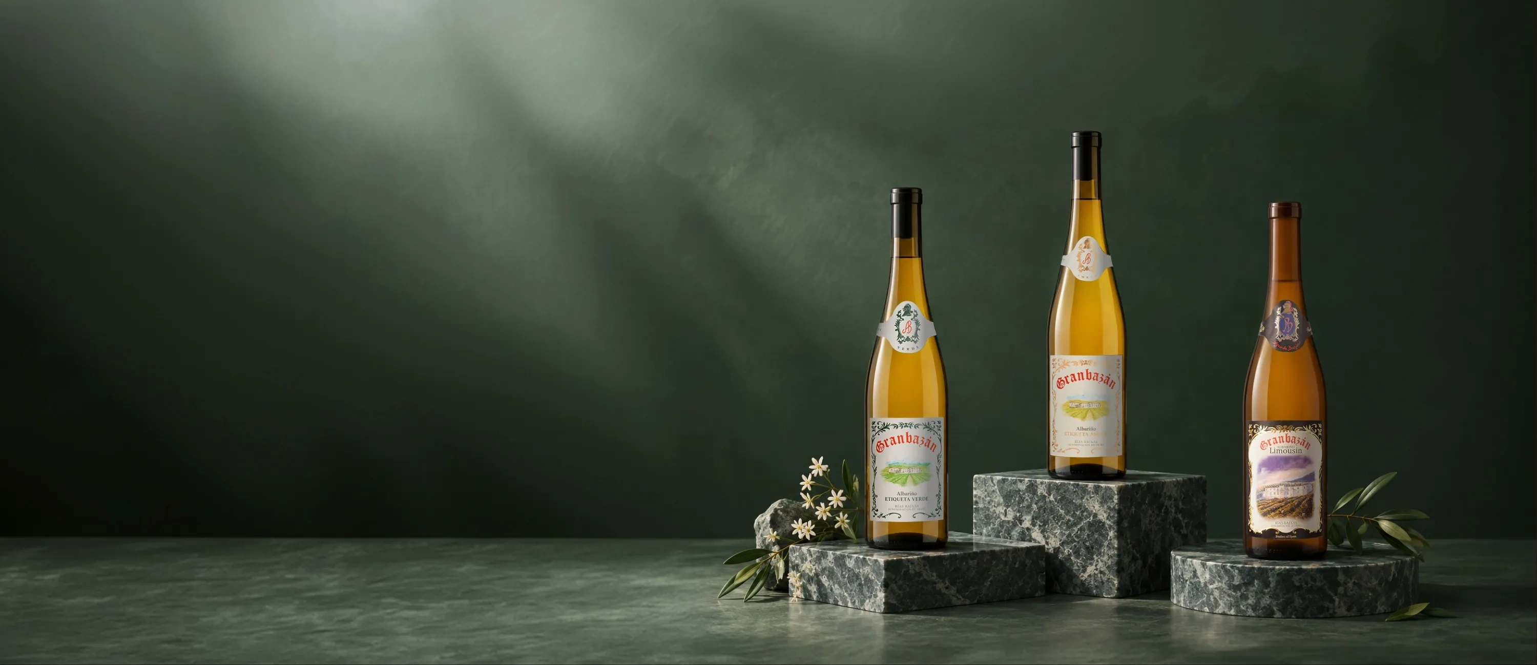 Garrafas de vinho da adega Granbazán