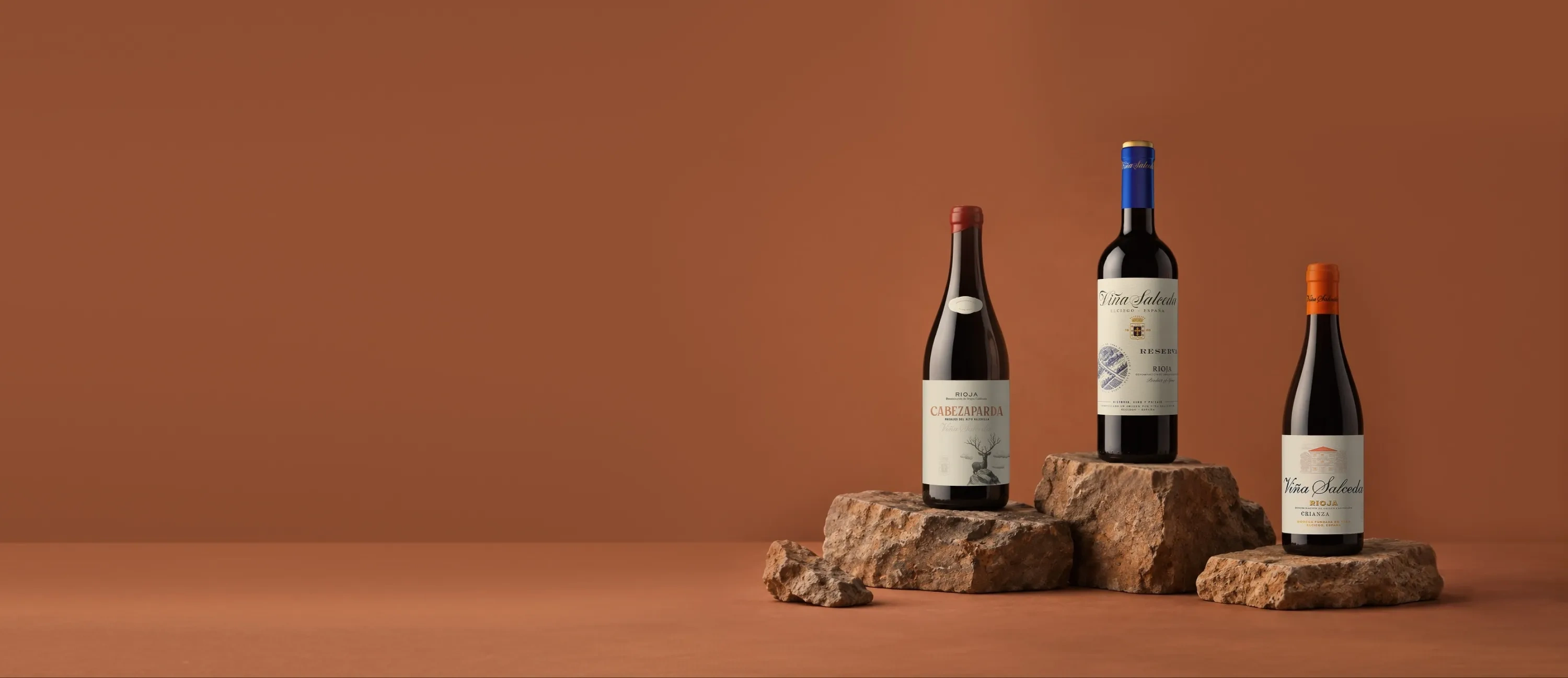 Garrafas de vinho da adega Viña Salceda
