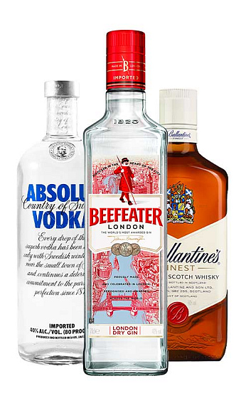 Produto: Ballantines Finest + Beefeater + Absolut Vodka