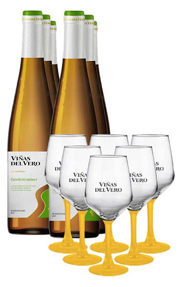 Produto: Viñas del Vero Gewürztraminer 2025 (x6) com Copos (x6)