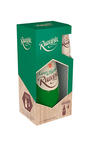 Estuche Licor de Hierbas Ruavieja + Crema Mini