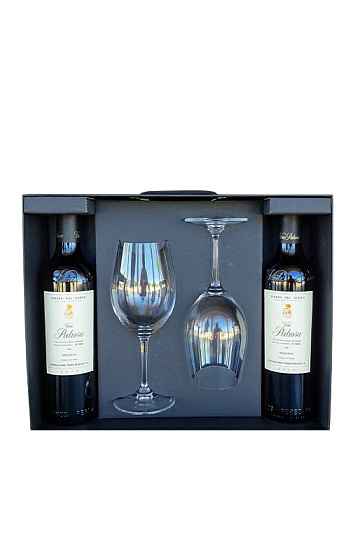 Estuche Viña Pedrosa Reserva 2017 (x2) con 2 copas Riedel