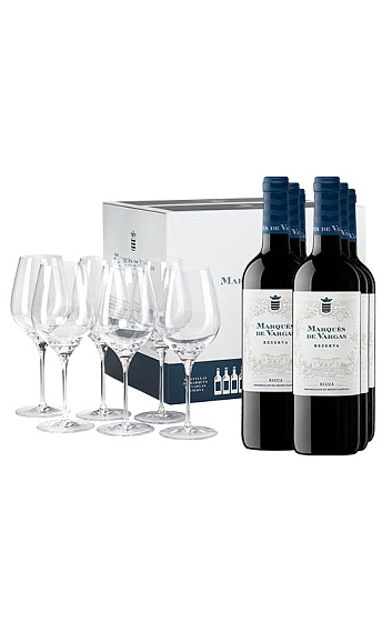 Pack Marqués de Vargas Reserva 2016 con 6 copas