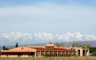 La bodega, junto a la cordillera de Los Andes