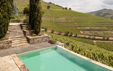 Bañarte en su piscina rodeada de viñedos