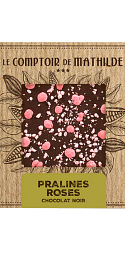 Tableta de chocolate negro y pralines rosés 80 g